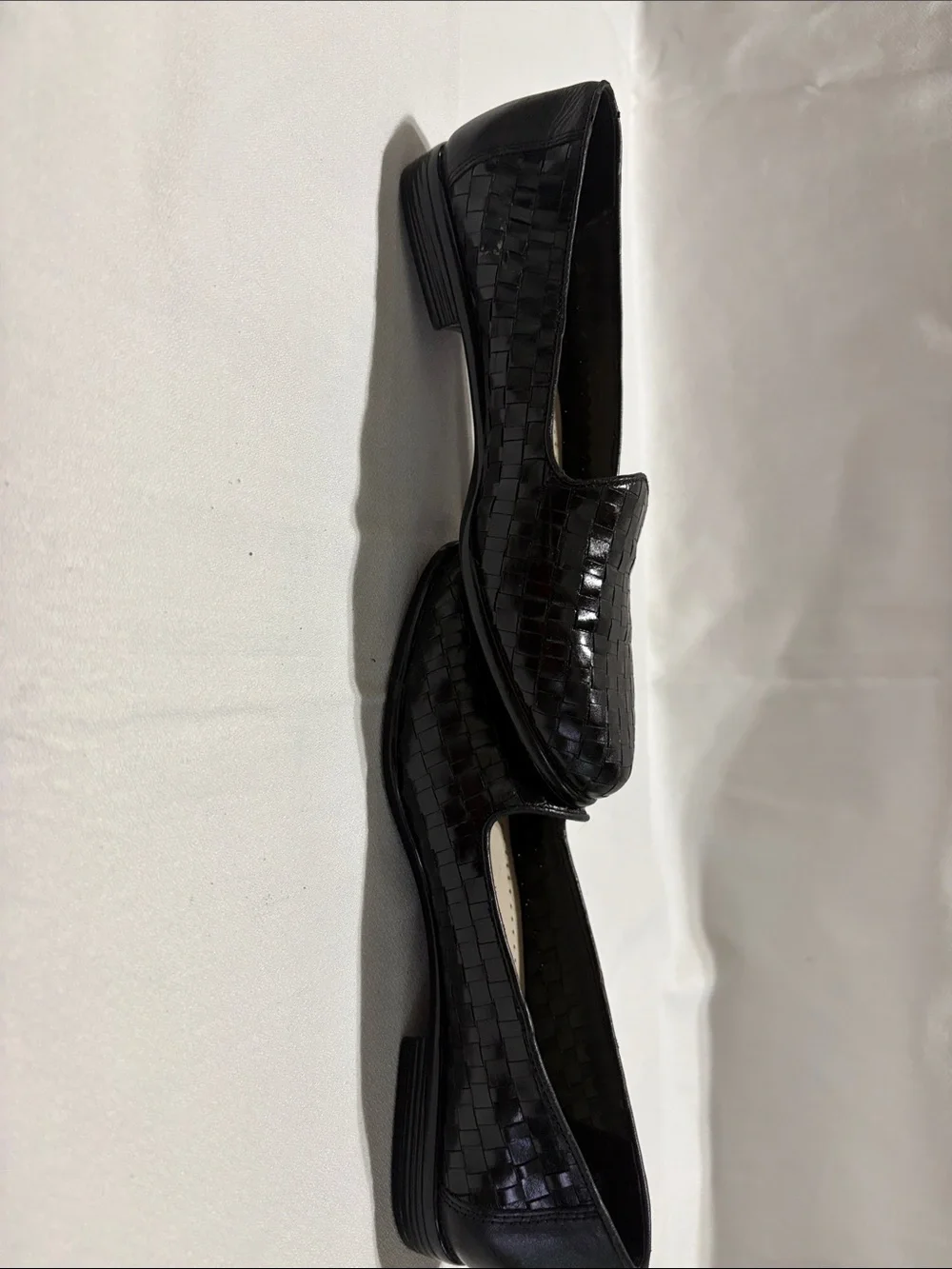 Trotters Black Woven Leather Slip-On Flats
